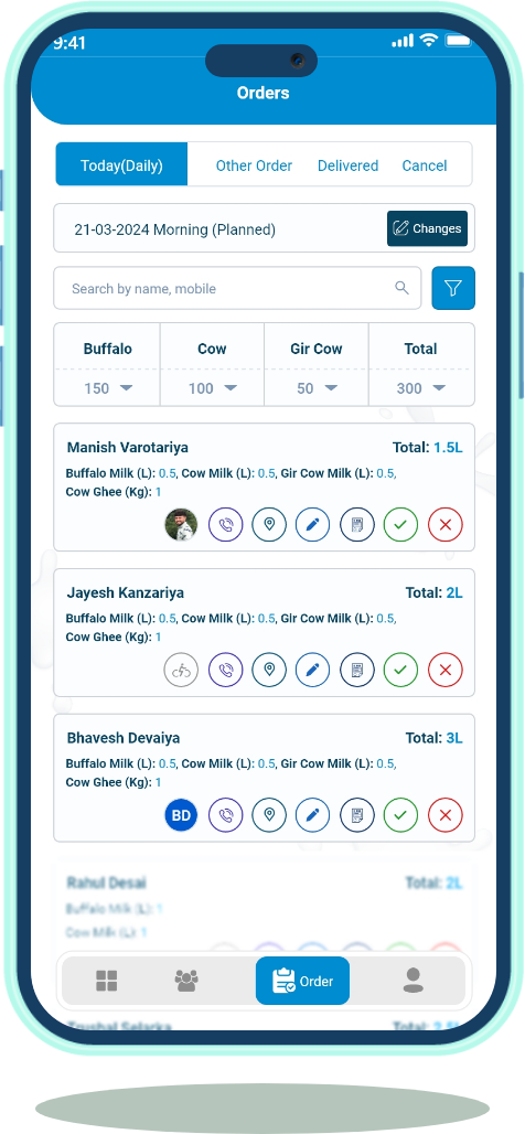 MilkUp Vendor app dashboard on a phone