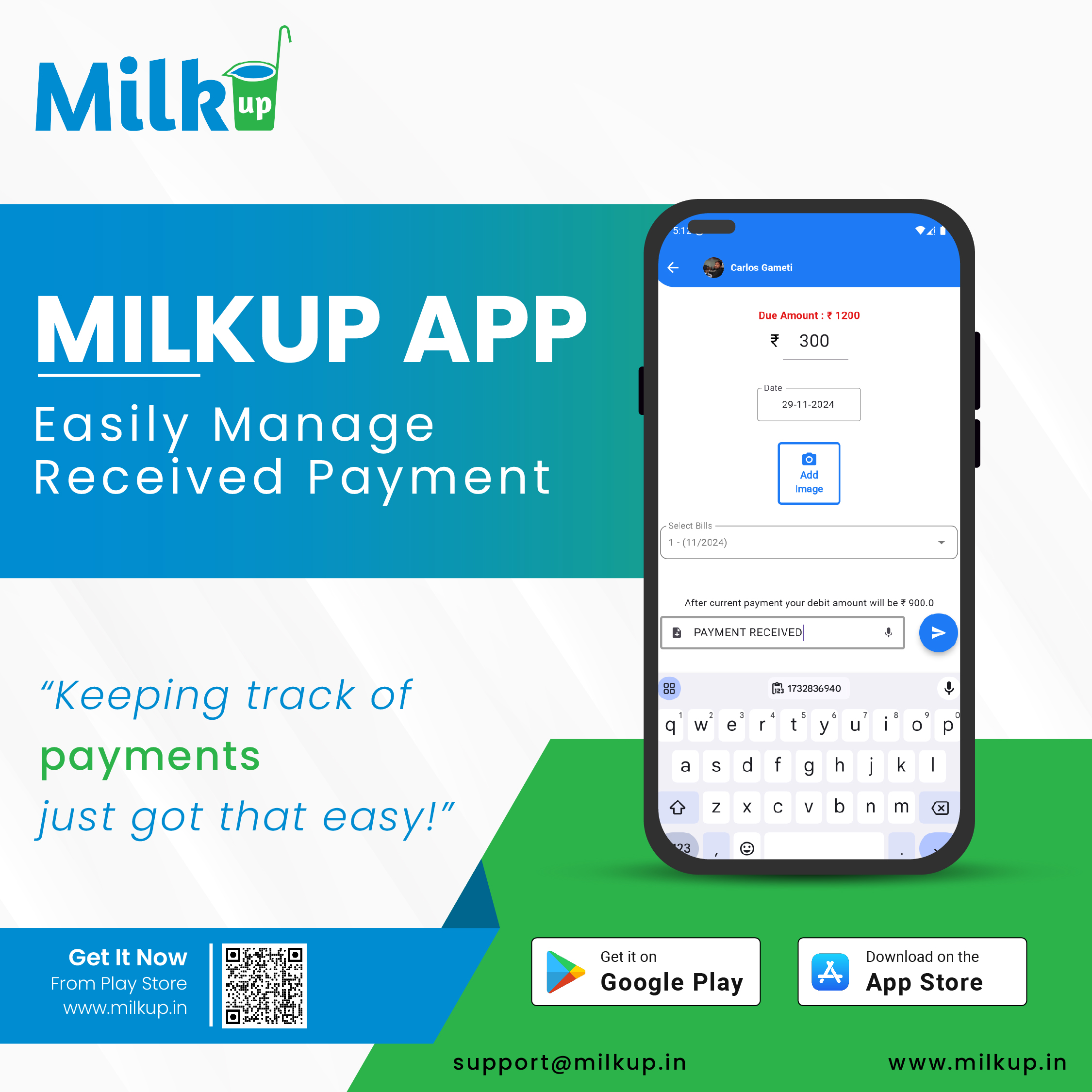 MilkUp App Easily Manage Received Payment