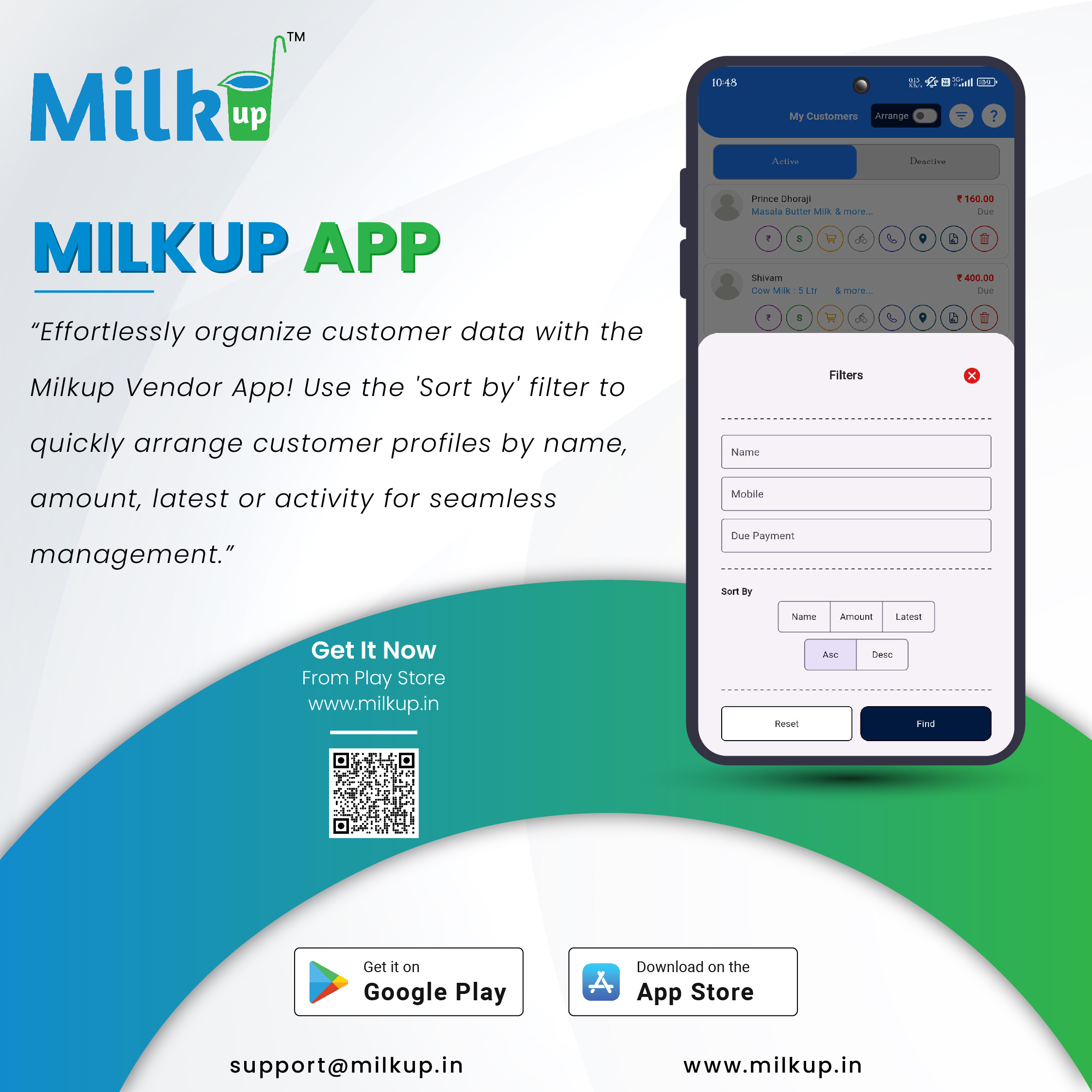 MilkUp Vendor Application In Advanced Sorting for Enhanced Customer Engagement