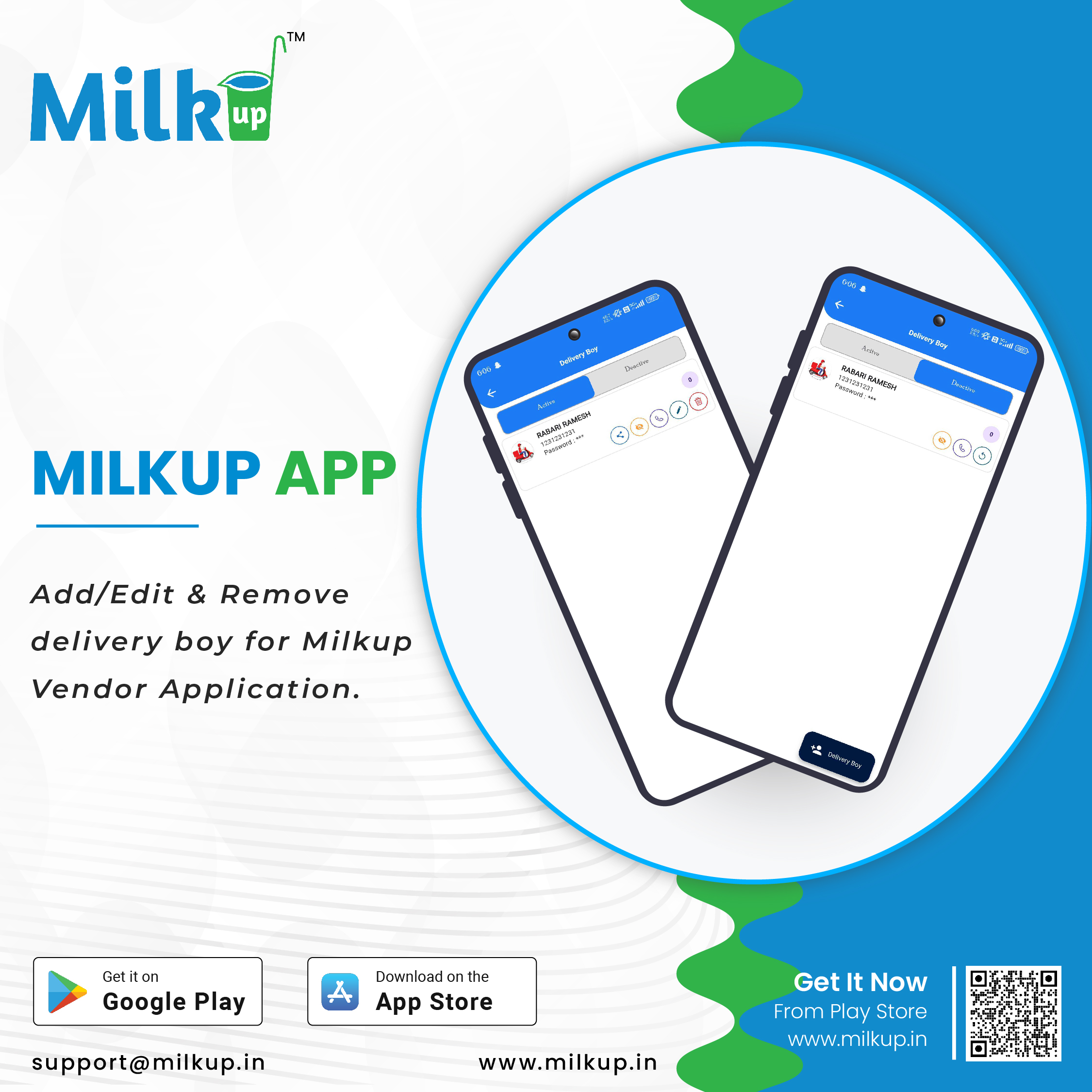 Add/Edit Remove Delivery Boy For Milkup Vendor Application
