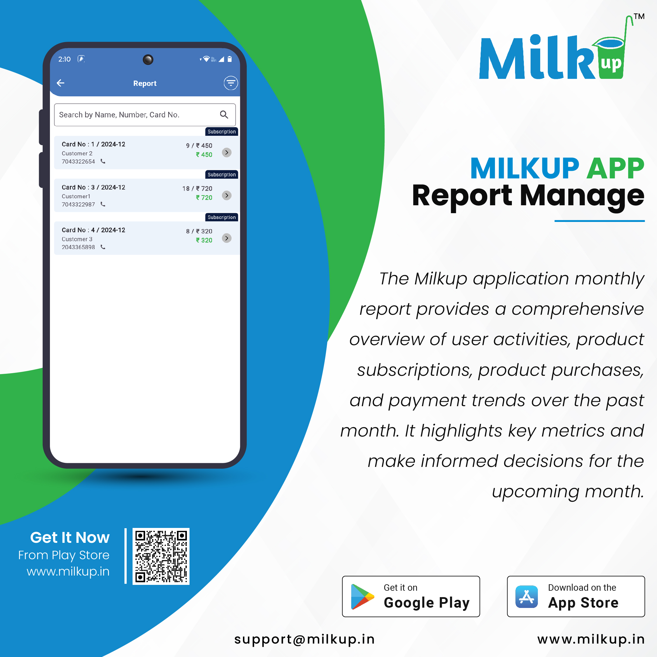 Easily reports manage with the Milkup Vendor Application