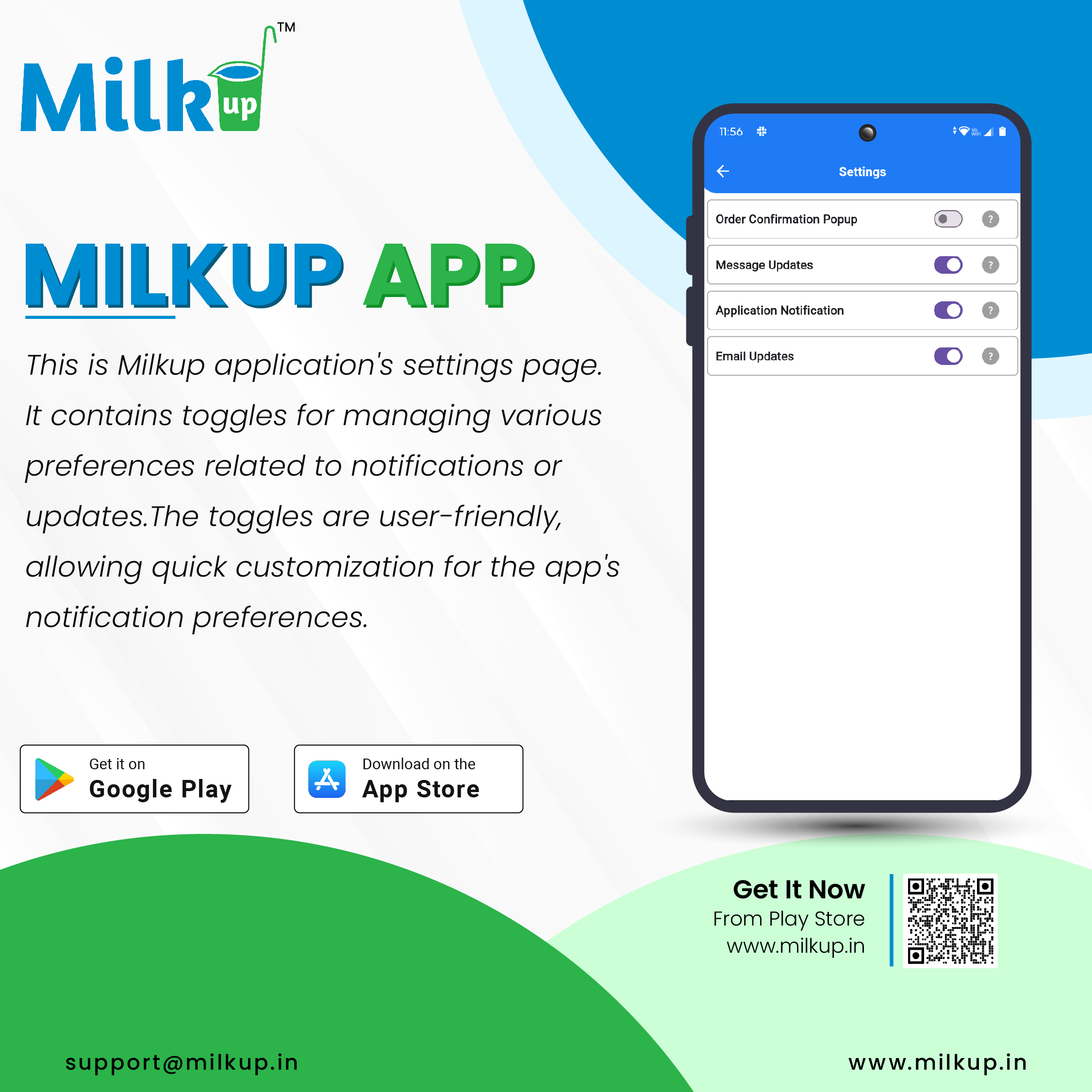 Easily manage other settings with the Milkup Vendor Application
