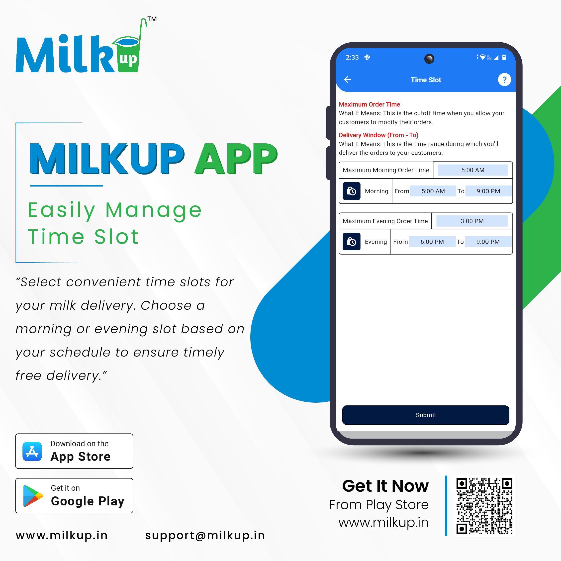 Easily time slot manage with the Milkup Vendor Application