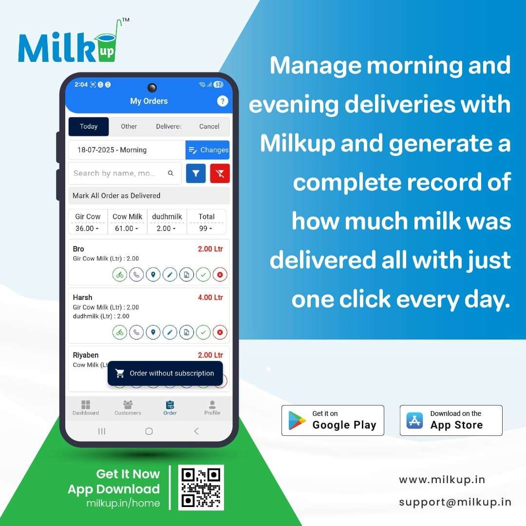 Easily Manage Morning & Evening Milk Deliveries with MilkUp!