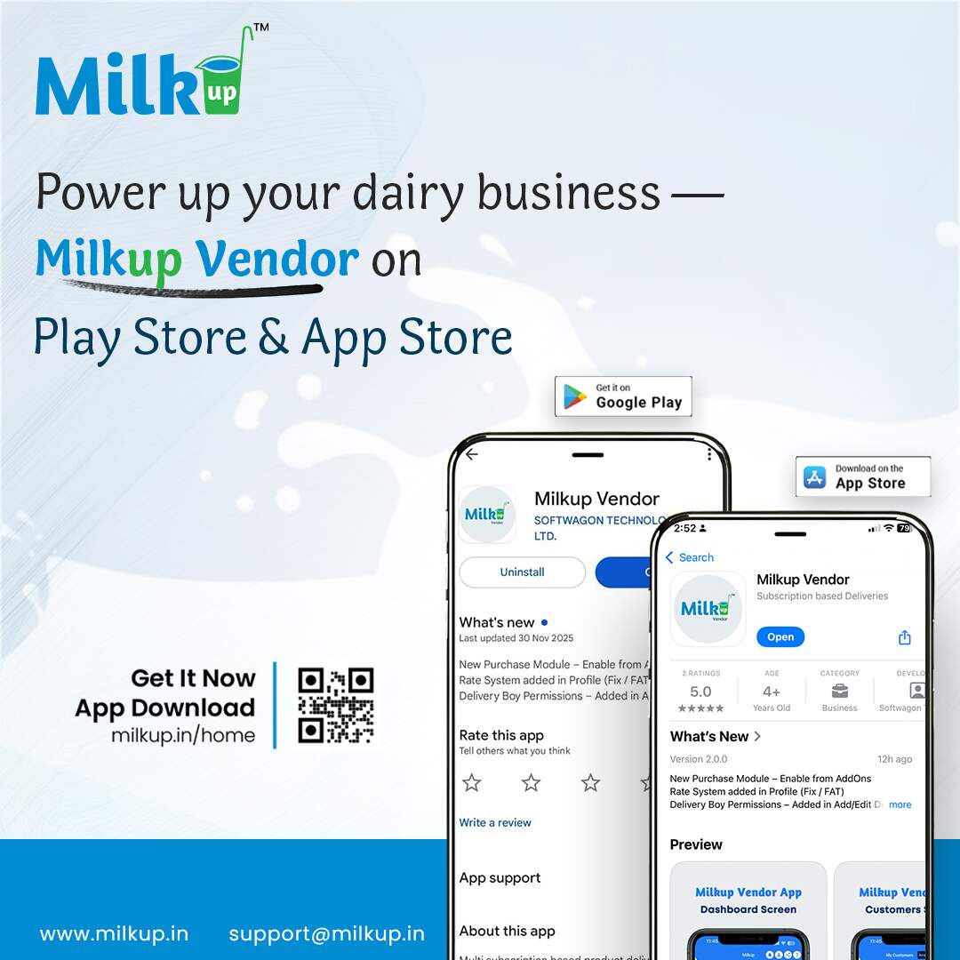 Power up your dairy business — MilkUp Vendor on Play Store and App Store