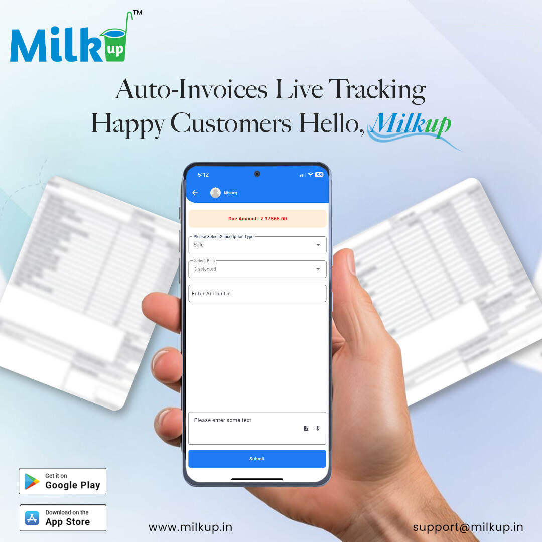 Auto-Invoices Live Tracking Happy Customers Hello, MilkUp